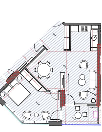 1-bedroom apartment, 83.4 m², 7 floor in "Tekto Location"