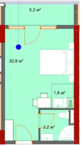 Студия, 31.5 м², 13 этаж в ЖК "Kolos"