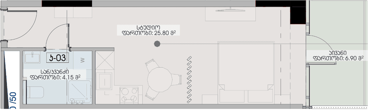 studio, 36.85 m², 15 floor, Geuz Towers in Batumi
