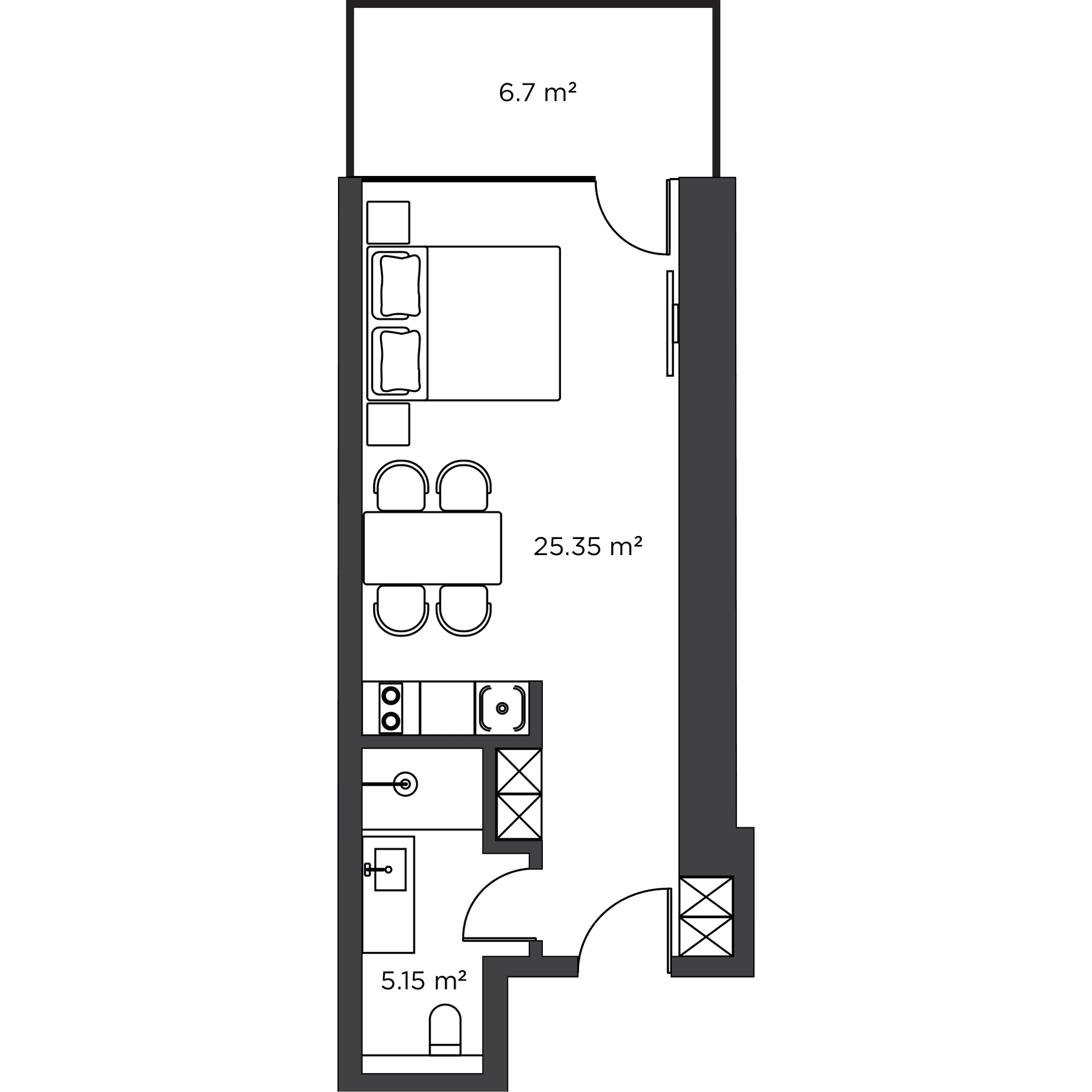 სტუდიო, 37.2 მ², 30 სართული, Ambassadori Island ბათუმში