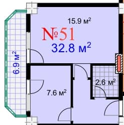 1-bedroom apartment, 39.7 m², 16 floor in "Mardi City Center"