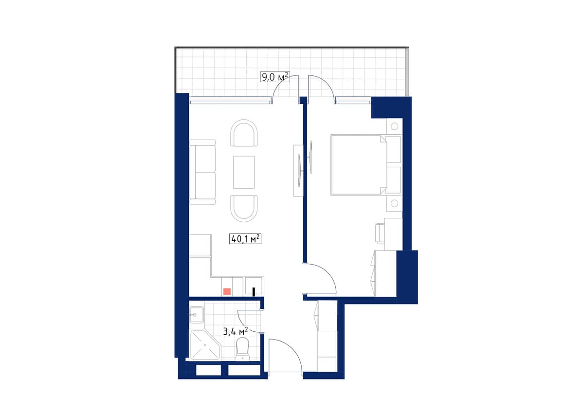1-bedroom apartment, 50.1 m², 39 floor, Calligraphy Towers in Batumi
