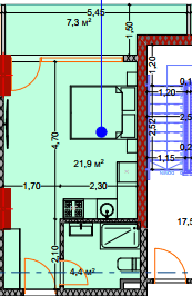 studio, 34.7 m², 3 floor in "Lagoon Resort"