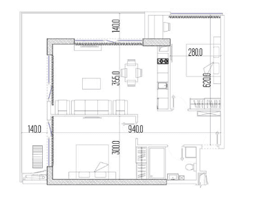 2-bedroom apartment, 83.3 m², 16 floor in "Intourist Residence"