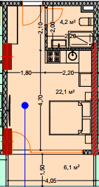 studio, 33.5 m², 5 floor, Lagoon Resort in Batumi