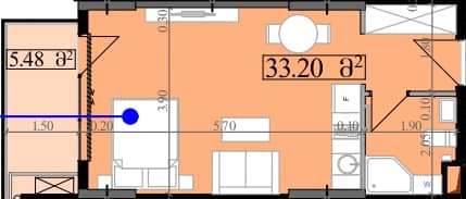 Студия, 38.68 м², 8 этаж в ЖК "Park Tower"
