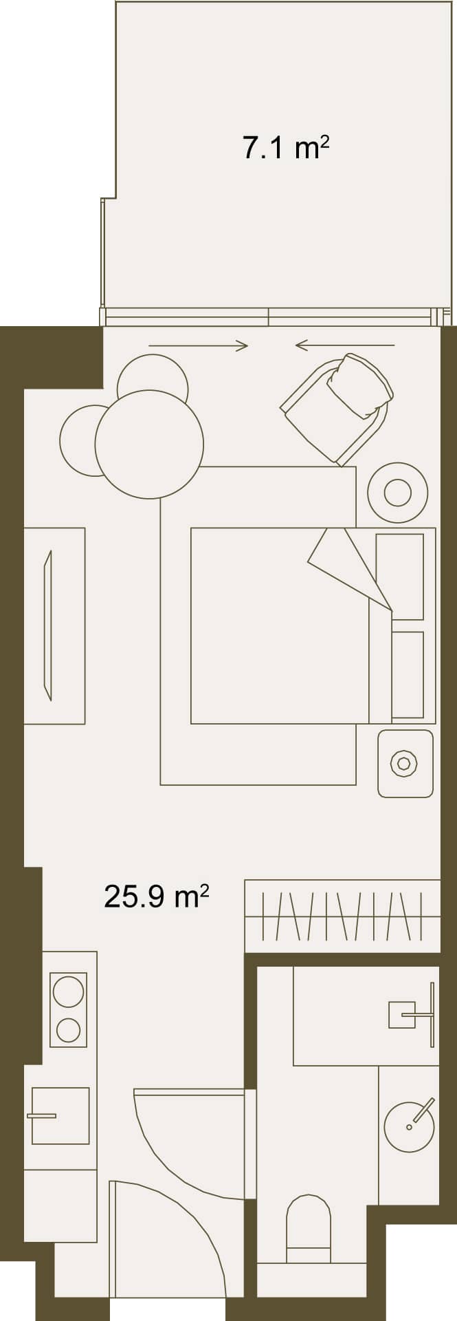 სტუდიო, 31.2 მ², სართული 10 -ში "NEXT GARDENS"