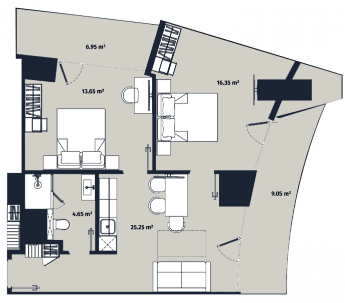2-комнатная квартира, 75.9 м², 16 этаж в ЖК "Alliance Centropolis"