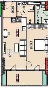 1-bedroom apartment, 68.1 m², 11 floor in "Piazza Residence"