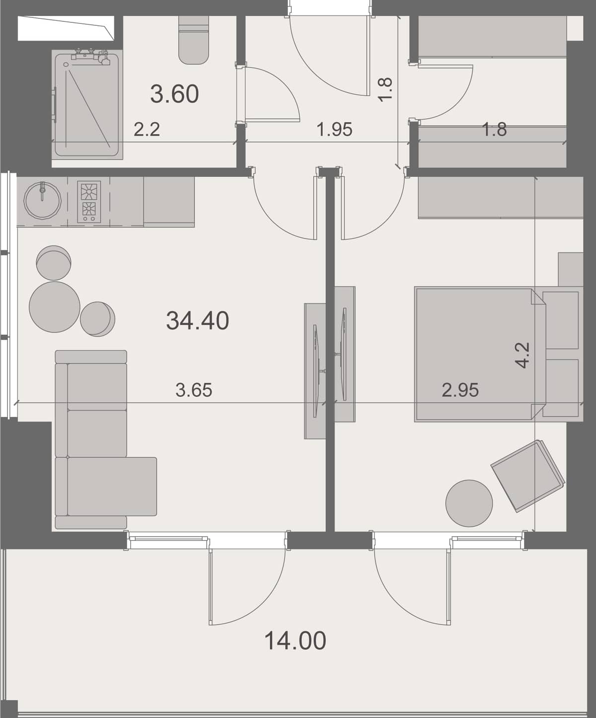 1-bedroom apartment, 52 m², 4 floor, Stay & Rent in Batumi