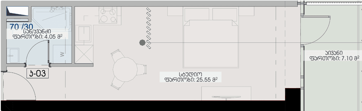 studio, 36.7 m², 14 floor, Geuz Towers in Batumi