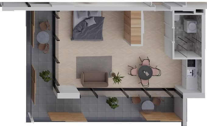 单间，54 m²，9 层，位于“Dream Side”