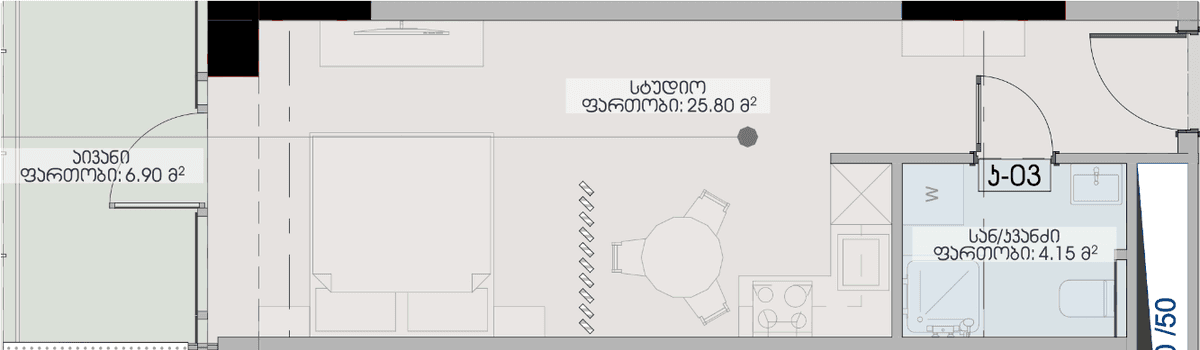 studio, 36.85 m², 18 floor, Geuz Towers in Batumi