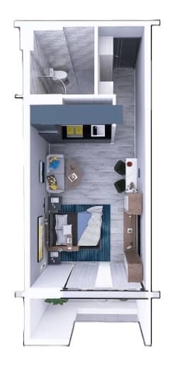 studio, 33.6 m², 11 floor in "Dream Residence Chakvi"