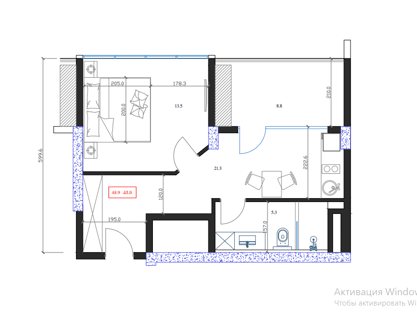 1-bedroom apartment, 48.9 m², 17 floor in "Marina Club"