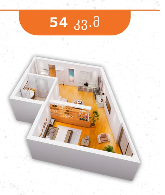 studio, 54 m², 10 floor, Dar Tower in Batumi