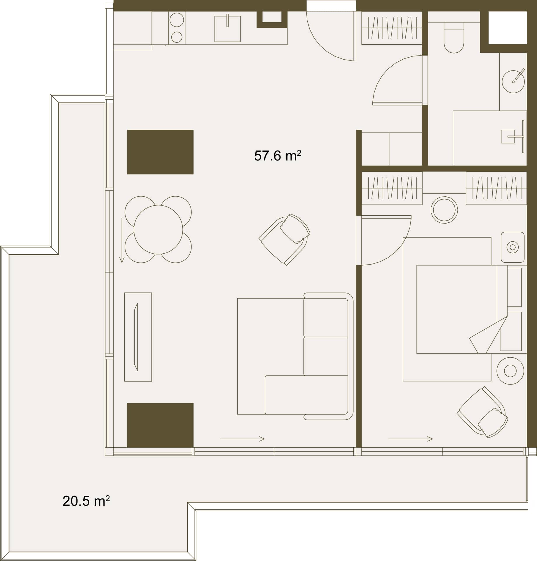 1-ოთახიანი ბინა, 78.2 მ², სართული 4 -ში "NEXT GARDENS"