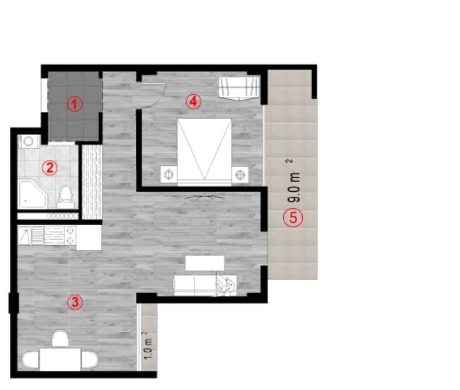 1-bedroom apartment, 62 m², 6 floor in "Green Cape"