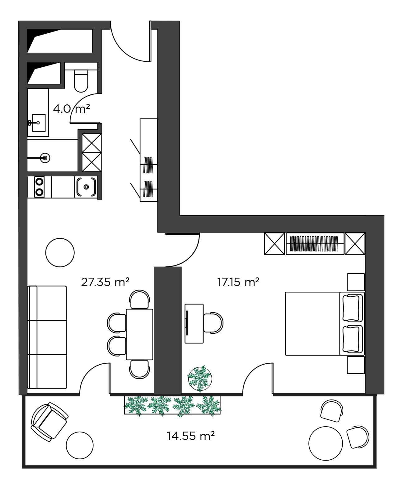 1-комнатная квартира, 63.05 м², 5 этаж в ЖК "Ambassadori Island"