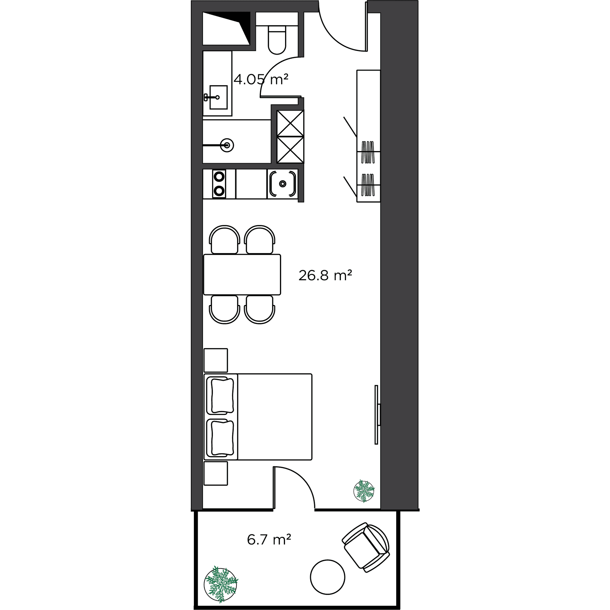 Studio, 38.35 m², 29 floor, Ambassadori Island in Batumi