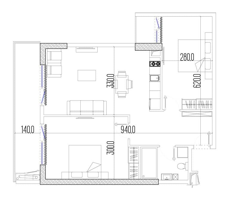 3-комнатная квартира, 72.6 м², 9 этаж в ЖК "Intourist Residence"