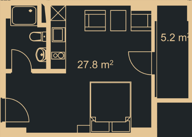 studio, 32 m², 19 floor in "Green Side Gonio"
