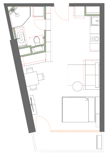 studio, 40.27 m², 37 floor, 7th Heaven Residence in Batumi