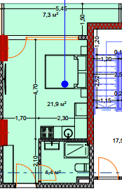 studio, 34.7 m², 5 floor, Lagoon Resort in Batumi