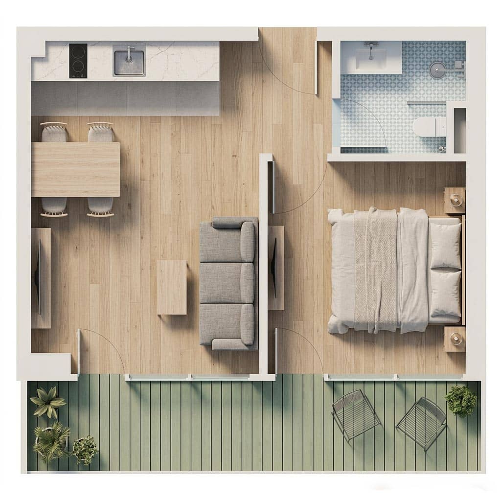 2-комнатная квартира, 40.9 м², 3 этаж в ЖК "Next Downtown"