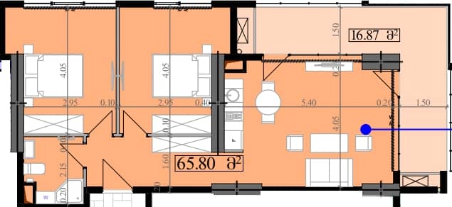 2-комнатная квартира, 82.67 м², 16 этаж в ЖК "Park Tower"