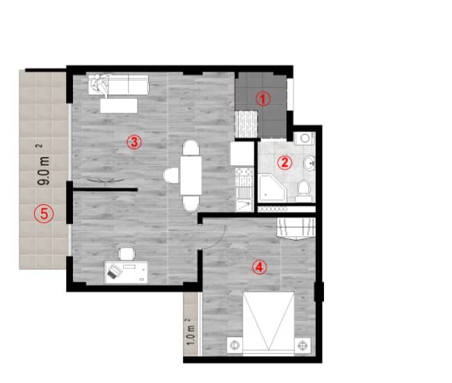 1-bedroom apartment, 64.4 m², 6 floor in "Green Cape"