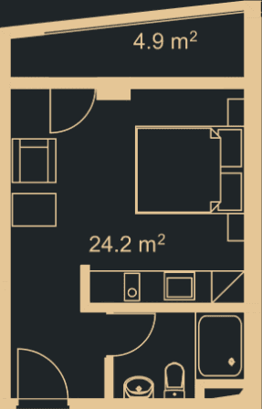2-комнатная квартира, 69.7 м², 11 этаж в ЖК "Green Side Gonio"