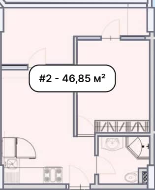 1-bedroom apartment, 46.85 m², 3 floor in "Elite Family Residence"