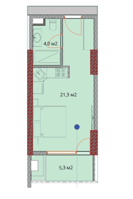 Студия, 30.8 м², 20 этаж в ЖК "OKTO Art House"
