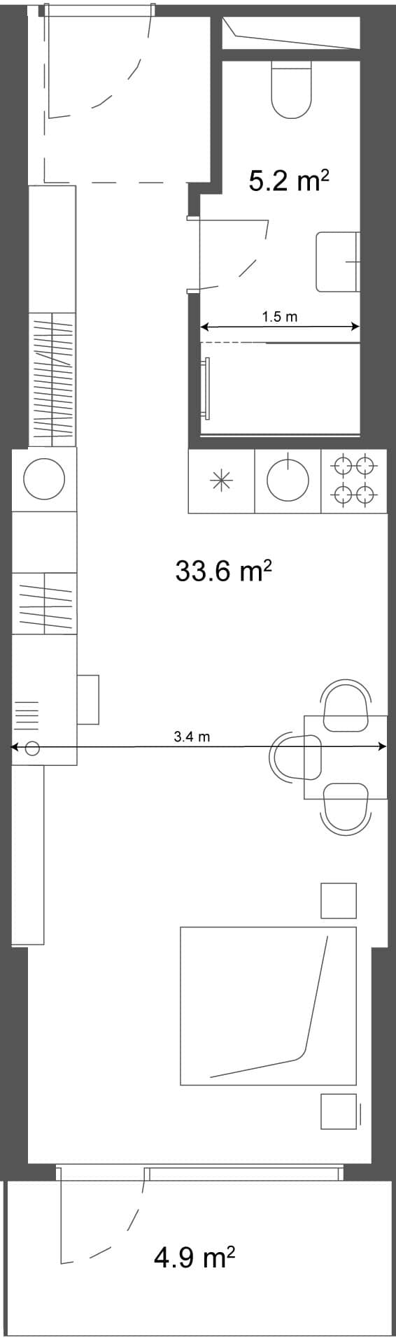 Студия, 38.5 м², этаж 38 в ЖК "Ramada Residences"