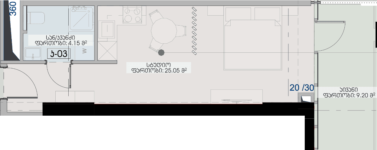 studio, 38.4 m², 7 floor in "Geuz Towers"