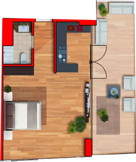 studio, 61.88 m², 10 floor, Batumi View in Batumi