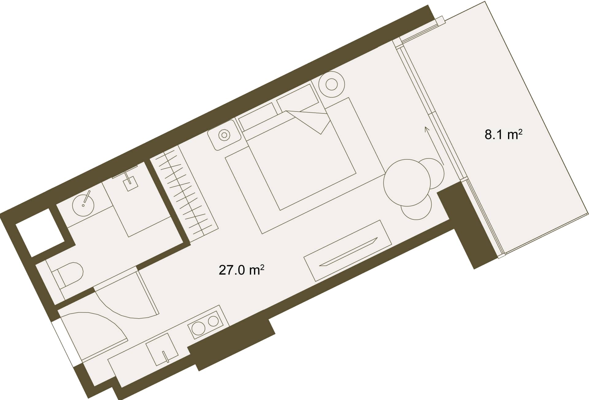 სტუდიო, 35.1 მ², სართული 6 -ში "NEXT GARDENS"