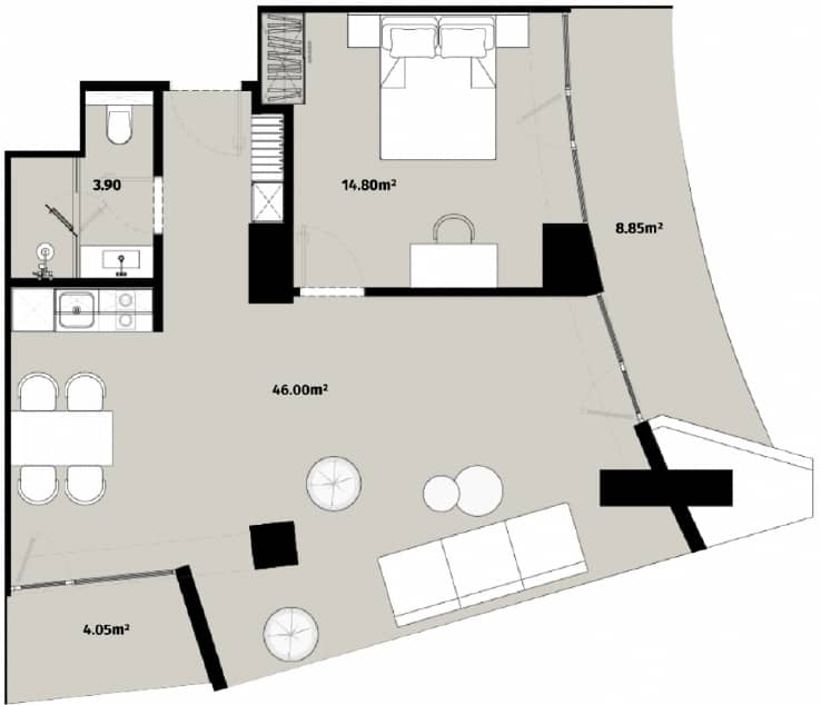 1-комнатная квартира, 77.6 м², 46 этаж в ЖК "Alliance Centropolis"