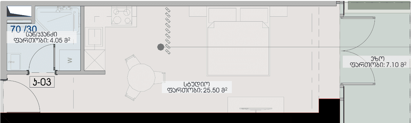 Студия, 36.65 м², 4 этаж в ЖК "Geuz Towers"
