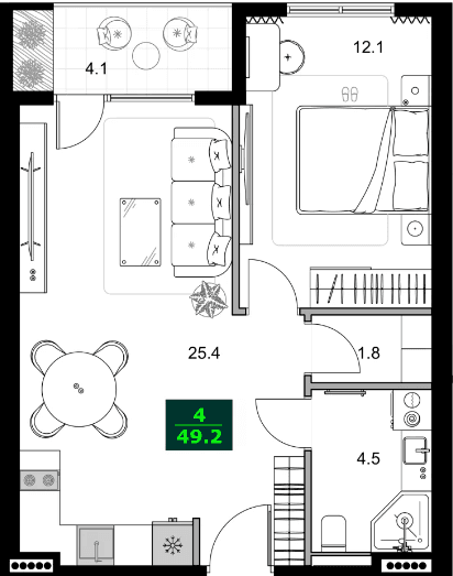 2-bedroom apartment, 49.2 m², 7 floor, SUMMER 365 in Batumi