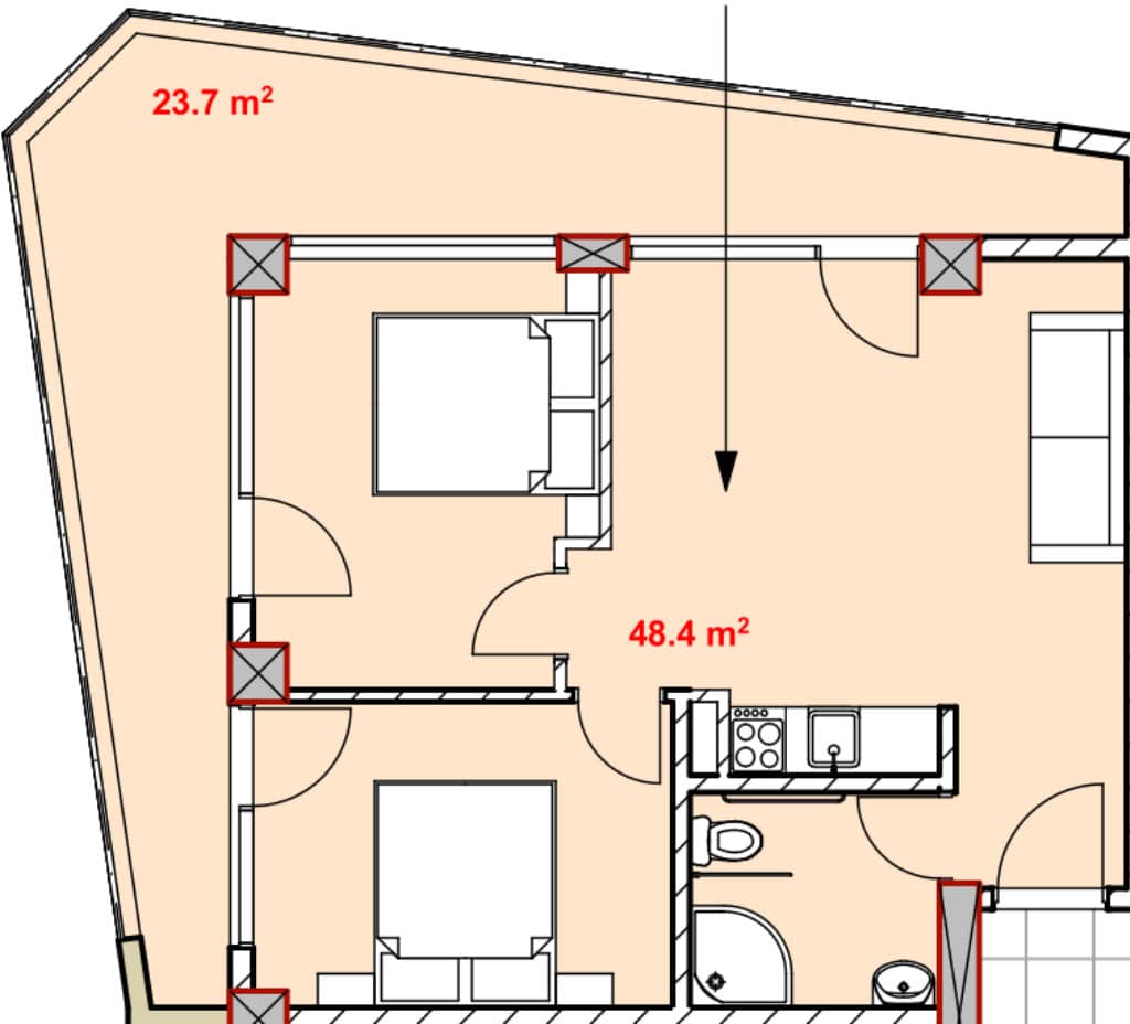 2-bedroom apartment, 71.9 m², 8 floor in "Green Side Gonio"