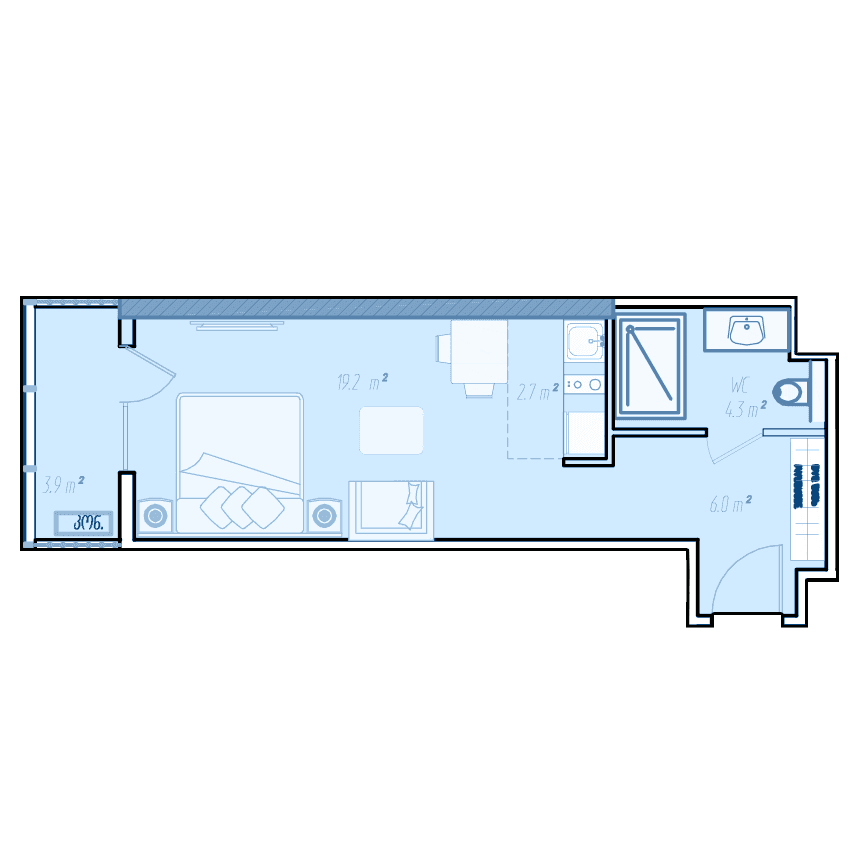 Студия, 37 м², 34 этаж в ЖК "BlueSky Tower"