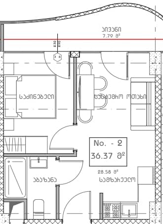 1-bedroom apartment, 34.13 m², 5 floor in "Mardi Hills"
