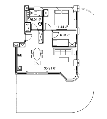 2-bedroom apartment, 124.41 m², 14 floor, Next Collection in Batumi