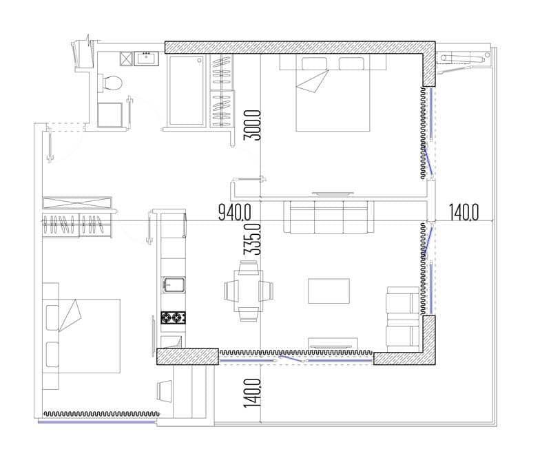 3-комнатная квартира, 80.8 м², 6 этаж в ЖК "Intourist Residence"