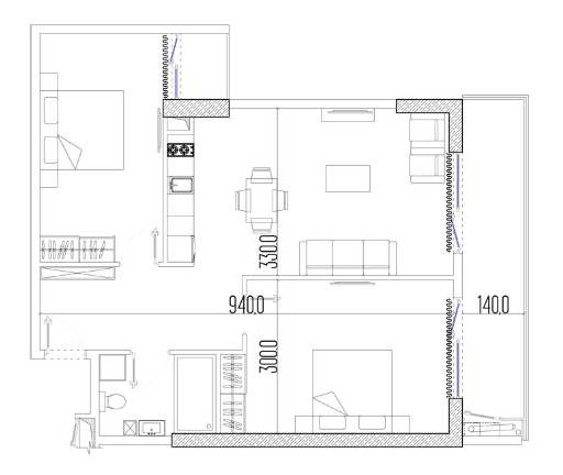 3-bedroom apartment, 72.6 m², 14 floor in "Intourist Residence"