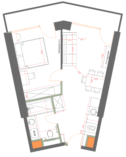 一居室公寓，49.63 m²，33 层，位于“7th Heaven Residence”