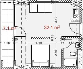 studio, 39.2 m², 7 floor, Green Side Gonio in Batumi