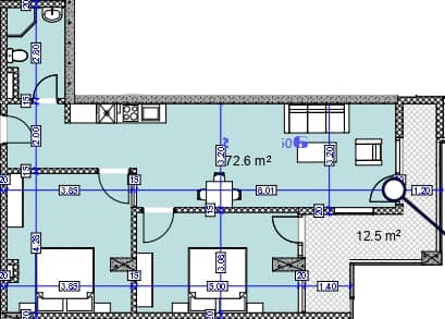 2-bedroom apartment, 72.6 m², 6 floor in "Modern Ultra"
